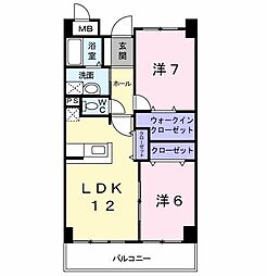 ハイエストクレディア 2LDKの間取図画像