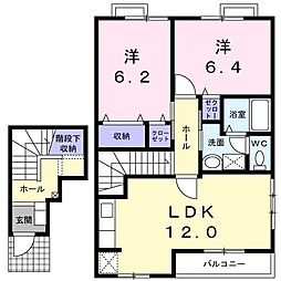 ソレアードA 2LDKの間取図画像