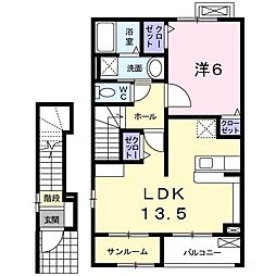 アドバンスKT2 1LDKの間取図画像