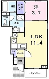ヒラリー・ベル 1階1LDKの間取り