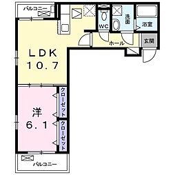 ベル　ルミエール 1階1LDKの間取り