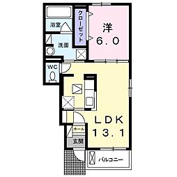 パティオ2 1LDKの間取図画像