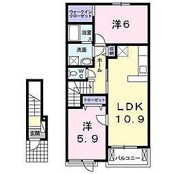 パティオスカイC 2LDKの間取図画像