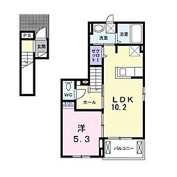 ノースカントリーＢ 2階1LDKの間取り