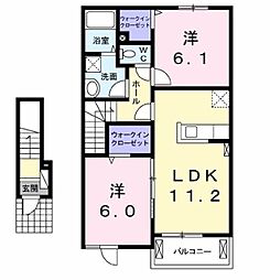 クラセント 2LDKの間取図画像