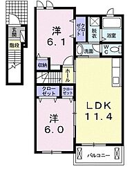 梓壱番館 2LDKの間取図画像