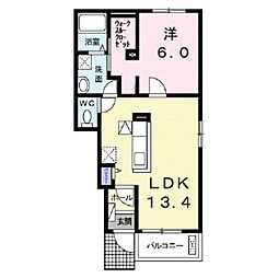 メロウＢ 1階1LDKの間取り