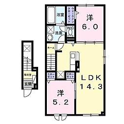 ルチェ ソラーレ 2LDKの間取図画像