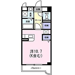 プラティークアビテ ワンルームの間取図画像