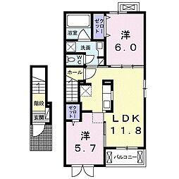 グレイス松富2 2LDKの間取図画像