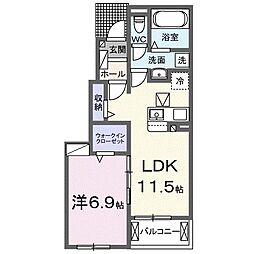 エクシード・ヴィラ津屋崎1 1LDKの間取図画像