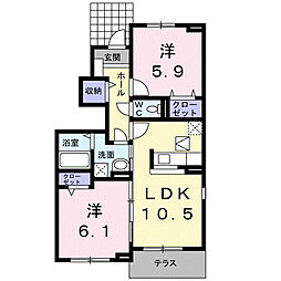 ベルファミーユA 2LDKの間取図画像