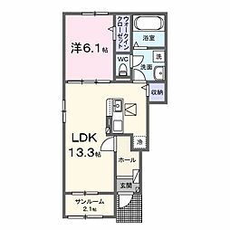 カーサソレイユ 1LDKの間取図画像