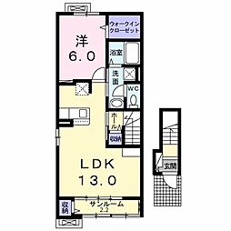 クラール南城 A 1LDKの間取図画像