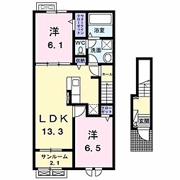 ラーゴム2 2LDKの間取図画像