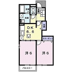 サンガーデンA 2DKの間取図画像