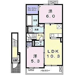 クレメントハウスB 2LDKの間取図画像