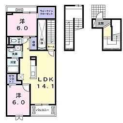 サクライン龍田 2LDKの間取図画像