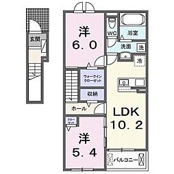 ＳｏｌｅｉｌｅII 2階2LDKの間取り