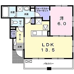 グラッツィア串戸 1LDKの間取図画像
