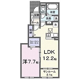 フラン瑞穂　Ｂ 1階1LDKの間取り