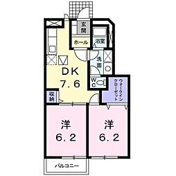 シャトル 2DKの間取図画像