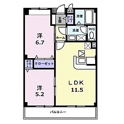 サンフォレスト 1階2LDKの間取り