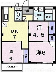 パークハイツ小原田 3DKの間取図画像