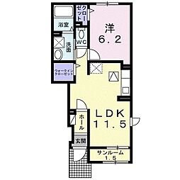 オアシス　I 1階1LDKの間取り