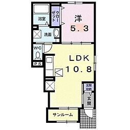 アラモハナ 1階1LDKの間取り