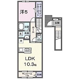 ブルーム・ネオB 1LDKの間取図画像