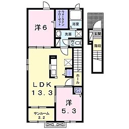 ミ・カーサーD 2LDKの間取図画像