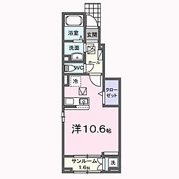 カーサセレッソ ワンルームの間取図画像