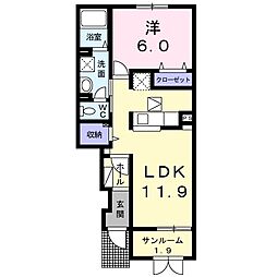コンフォート大河 1LDKの間取図画像