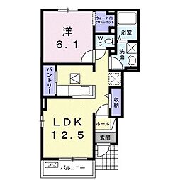 オークビレッジK 1LDKの間取図画像
