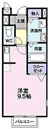 ペアフィールドA ワンルームの間取図画像