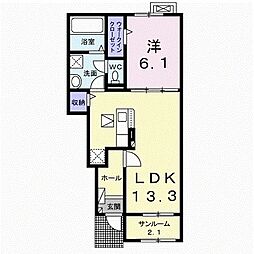 ヴィ・メゾン西軽井沢　Ｃ 1階1LDKの間取り