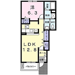 サニー・レジデンスＥ 1階1LDKの間取り