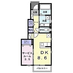 レジデンス仁王 1DKの間取図画像
