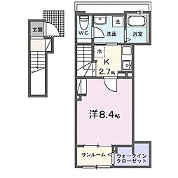 YSBASE三つの木 1Kの間取図画像