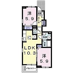 ライツ上柴 2LDKの間取図画像