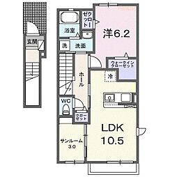 オンブラージュ　フォレスタ 2階1LDKの間取り