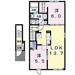 プレッスィーズルブニール 2LDKの間取図画像