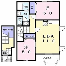 ラフィーネK 2LDKの間取図画像