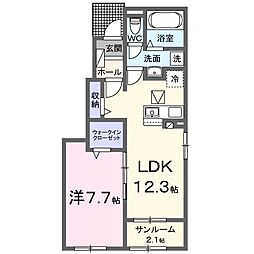 KZハイツ1 1LDKの間取図画像