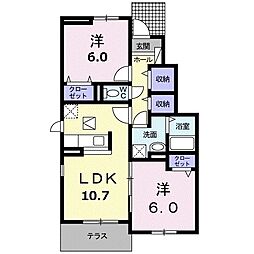 カーサ・ソーレ2 2LDKの間取図画像