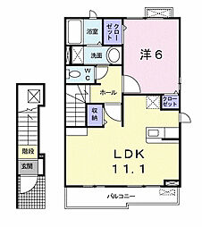 レーブ・シャトー 1LDKの間取図画像