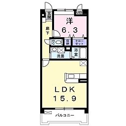 サウスヒルズ緑Ｃ 1階1LDKの間取り