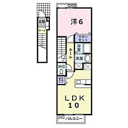 メゾン・アミスタ 2階1LDKの間取り