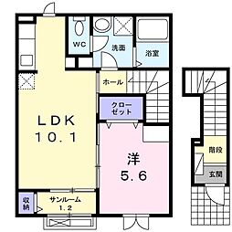 プチ・ボヌール 1LDKの間取図画像